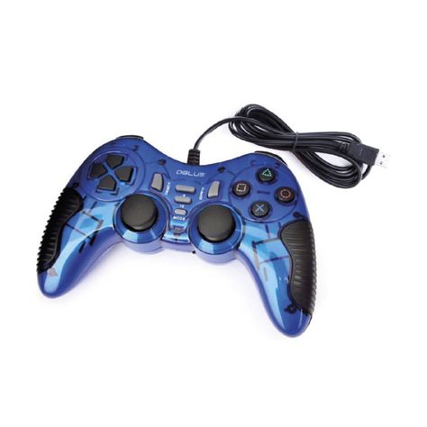Joystick D-shock Usb Pc Doble Vibración Azul - Puntostore-0