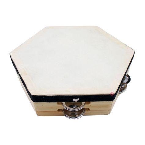 Pandero Hexagonal 8 Pulgadas Madera - PS-2