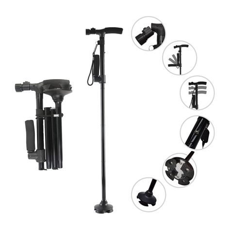 Bastón Plegable Con Luz Led Y 4 Puntos De Apoyo - Puntostore-1