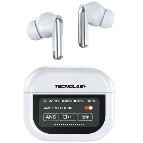 Audífonos Bluetooth Blanco Con Pantalla Touch - PS-0