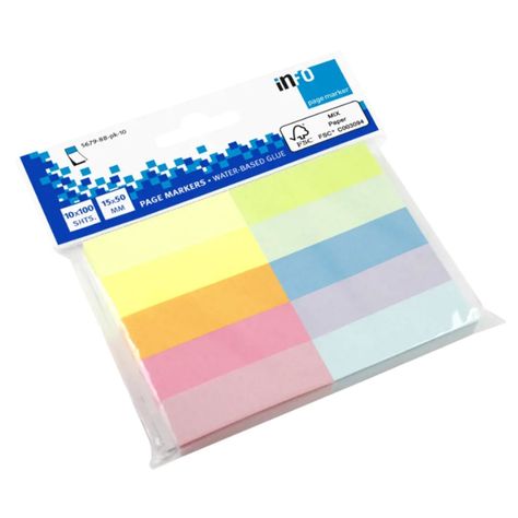 Pack 10 Marcadores De Paginas 15x50mm Papel Adhesivo Color - PS-0