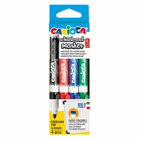 Plumones Borrables Pizarra 4 Colores Carioca - PS-0