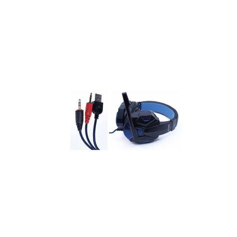 Audífono Pc Gamer Led Audio Y Mic Azul-1