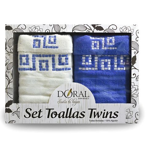 Set 4 Toallas Jacquard Azul Bordada Doral Soft Touch - PS-0