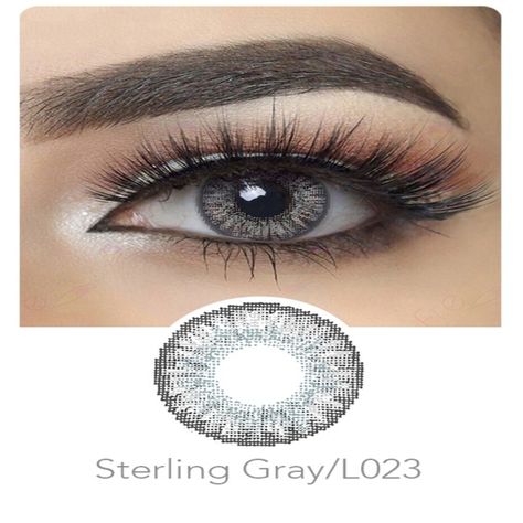 Par De Lentes De Contacto Tricolor Color Gris Esterlina-1