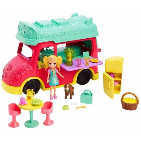 Polly Pocket Food Truck 2 En 1, Batidos Y Café Mattel-0
