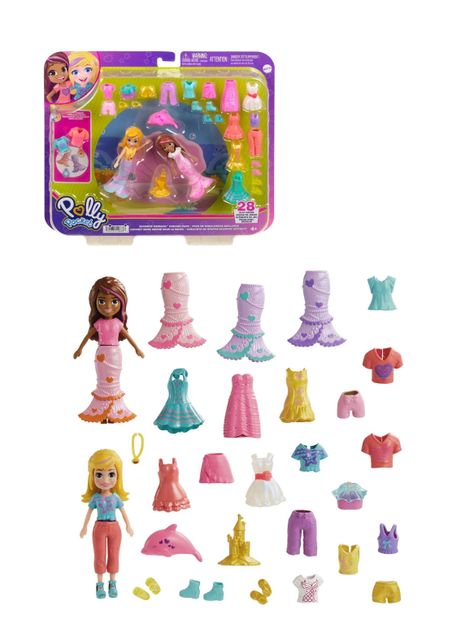 Muñeca Polly Pocket Set De Moda de Sirena Brillante de Mattel-0