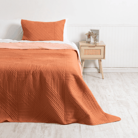 Quilt 2 Plazas Microfibra Terracota-Coral-0
