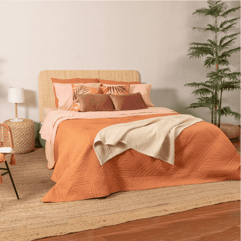 Quilt 2 Plazas Microfibra Terracota-Coral-1