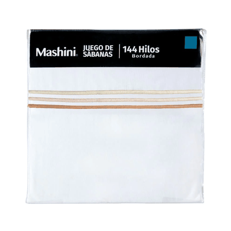 Sábana 1.5 Plazas 144 Hilos Bordada Line Beige-2