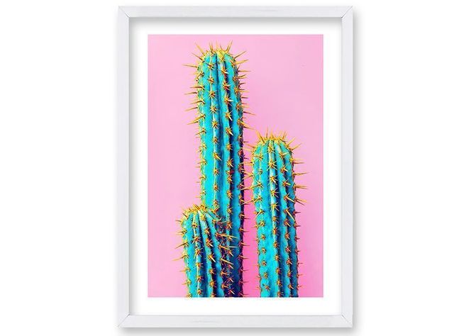 Cuadro 70x50 cm ilustración Cactus neon-0