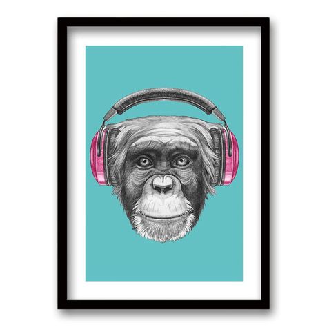 Cuadro Monkey Headphones-0