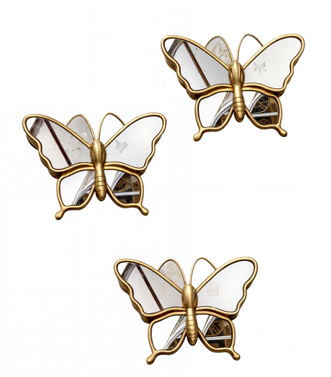 Set de 3 Espejos Mariposa Dorado Decoración Glamour Jhn-0