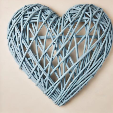 Set de 5 Corazón Decorativo Mimbre Pared Colgante 20cm Jhn-5