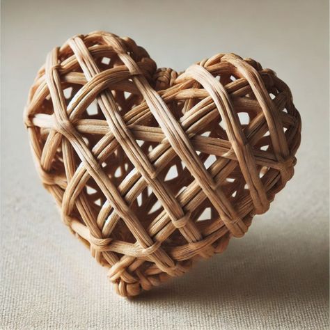 Set de 5 Corazón Decorativo Mimbre Pared Colgante 20cm Jhn-7
