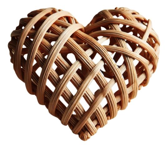 Set de 3 Corazón Decorativo Mimbre Colgante Pared 25cm Jhn-0