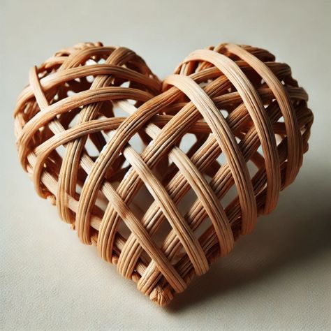 Set de 3 Corazón Decorativo Mimbre Colgante Pared 25cm Jhn-3