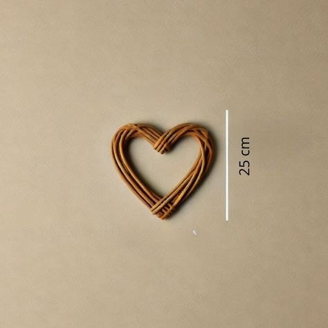 Set de 3 Corazón Decorativo Mimbre Colgante Pared 25cm Jhn-5