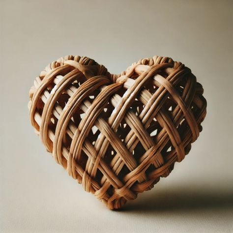 Set de 3 Corazón Decorativo Mimbre Colgante Pared 25cm Jhn-6