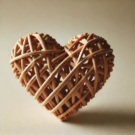 Set de 3 Corazón Decorativo Mimbre Colgante Pared 25cm Jhn-7