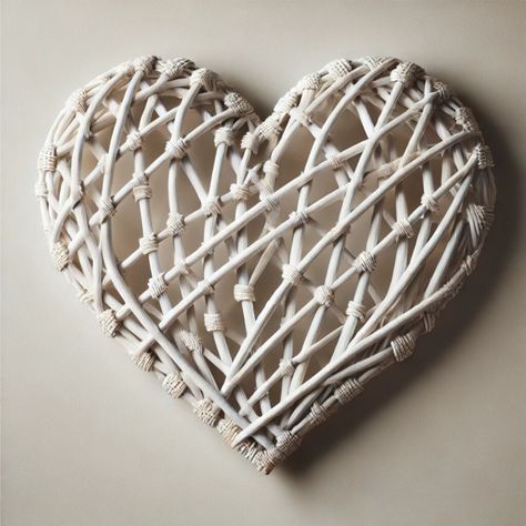 Set de 3 Corazón Decorativo Mimbre Colgante Pared 25cm Jhn-8