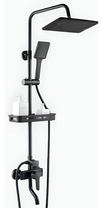 Ducha Columna Moderna Cuadrado Negro Mate 3 Funciones Jhn-2