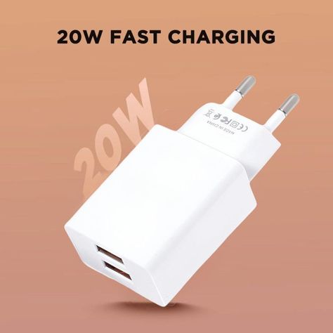 Set 3 Cargador Adaptador x2 20W USB Carga Rapida Lau-2