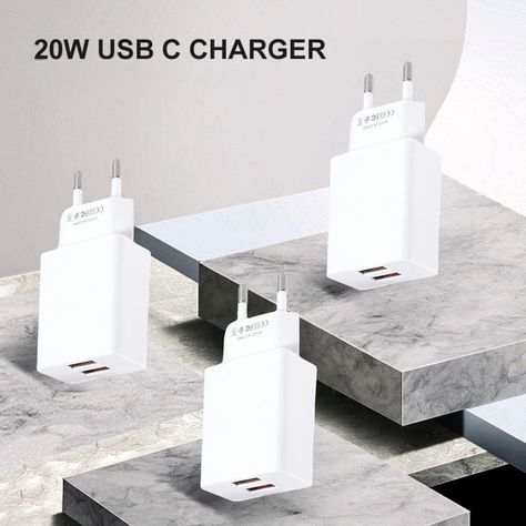 Set 3 Cargador Adaptador x2 20W USB Carga Rapida Lau-8