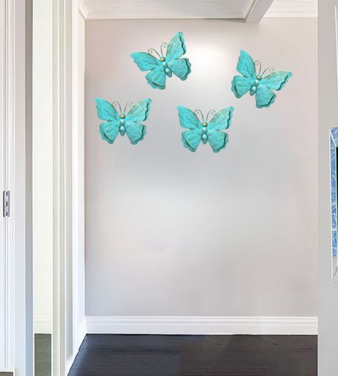 Set Decoración Pared Mariposa 3D Arte Estatua Turquesa Jhn-6