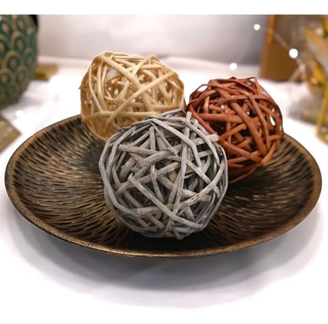 Bolas Decorativas Mimbre Cuencos Adornos Set de 5 Jhn-2