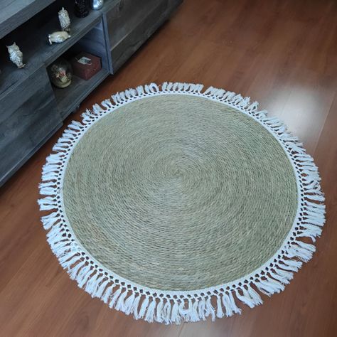 Alfombra Yute Fibra Natural Redonda Decoración 120cm Jhn-6