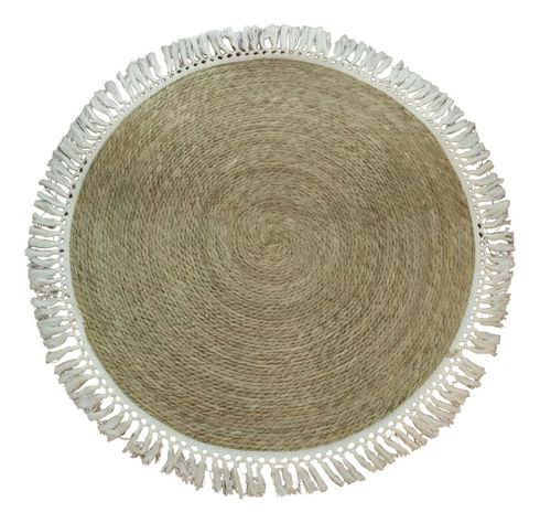 Alfombra Yute Fibra Natural Redonda Decoración 120cm Jhn-9