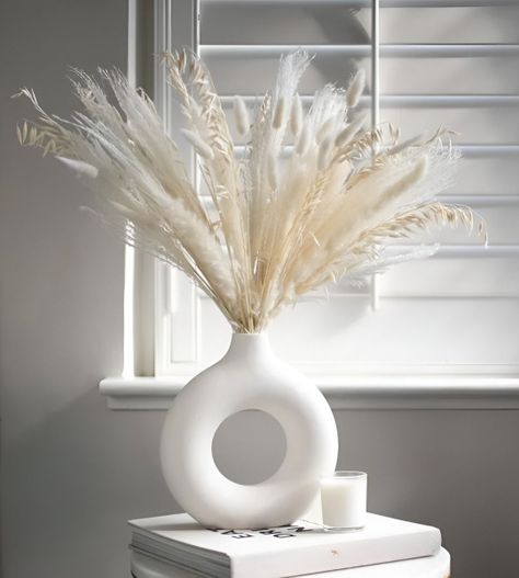 Jarrón Florero Cerámica Blanca Decoración Moderna 15,5cm Jhn-4