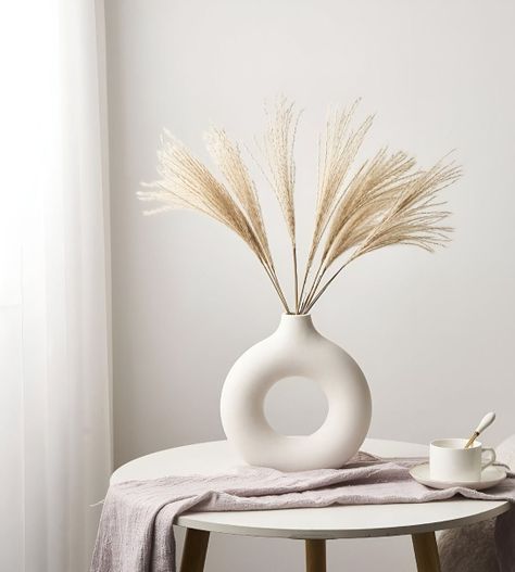Jarrón Florero Cerámica Blanca Decoración Moderna 15,5cm Jhn-7