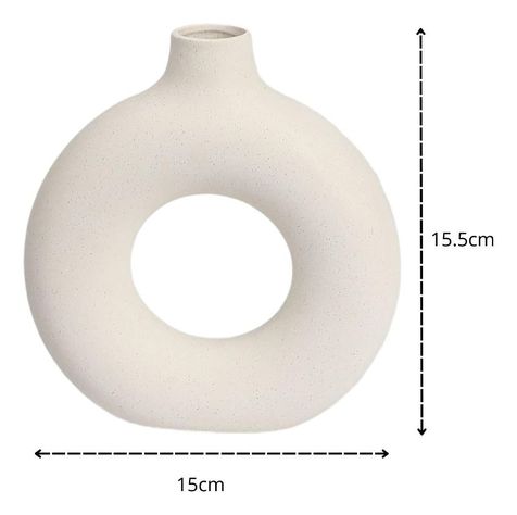 Jarrón Florero Cerámica Blanca Decoración Moderna 15,5cm Jhn-9