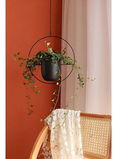Maceta Colgante Plantas Flores Decorativa Negro Jhn-4