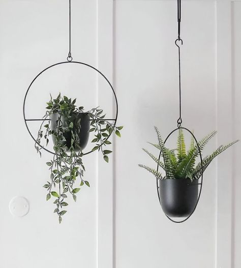 Maceta Colgante Plantas Flores Decorativa Negro Jhn-7