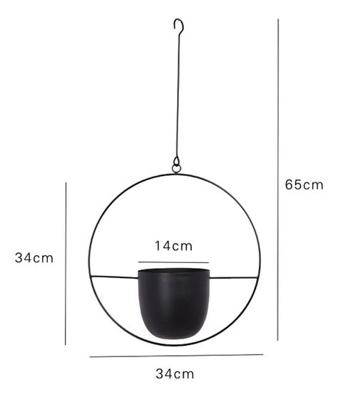 Maceta Colgante Plantas Flores Decorativa Negro Jhn-9