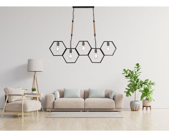 Lámpara Colgante Techo 5 Luces E27 Moderno Geométrico Jhn-2