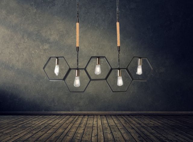 Lámpara Colgante Techo 5 Luces E27 Moderno Geométrico Jhn-3