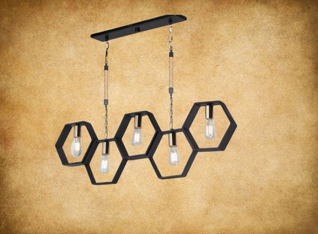 Lámpara Colgante Techo 5 Luces E27 Moderno Geométrico Jhn-4