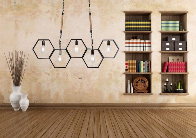 Lámpara Colgante Techo 5 Luces E27 Moderno Geométrico Jhn-7