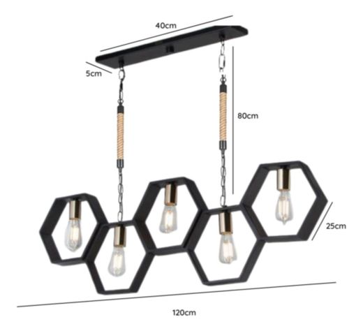 Lámpara Colgante Techo 5 Luces E27 Moderno Geométrico Jhn-9