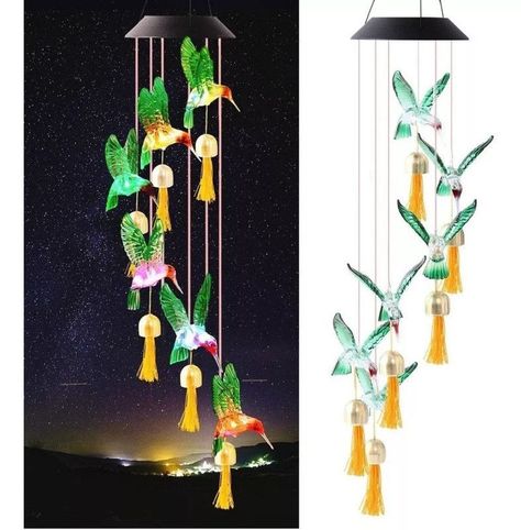 Lámpara Solar Carillón Viento Led Colibri Lau-1