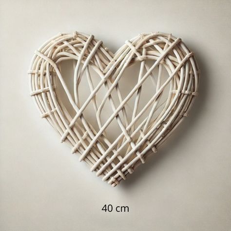 Corazón Decorativo Mimbre Pared Colgante 40cm Jhn-3