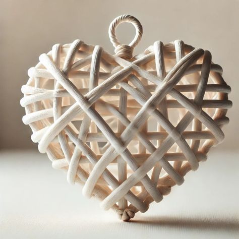 Corazón Decorativo Mimbre Pared Colgante 40cm Jhn-4