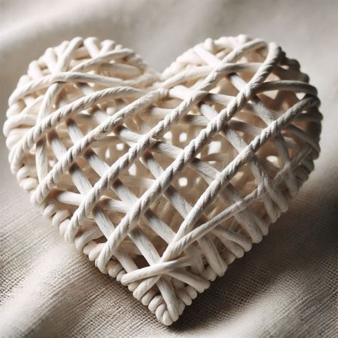 Corazón Decorativo Mimbre Pared Colgante 40cm Jhn-7