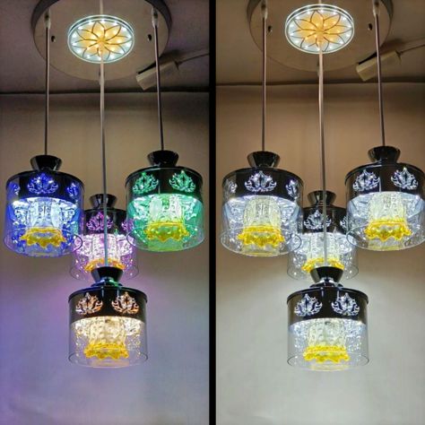 Lámpara Colgante Techo Vidrio 4 Luces Cambio Aleatorio Jhn-2