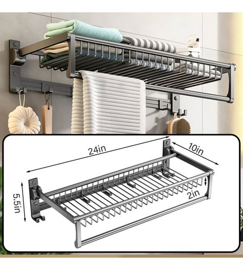 Toallero Baño 20 Pulgadas Doble Plegable Barra Toalla Jhn-9