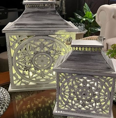 Set Portavelas Vintage Decorativo Faroles Velas Exterior Lau-1
